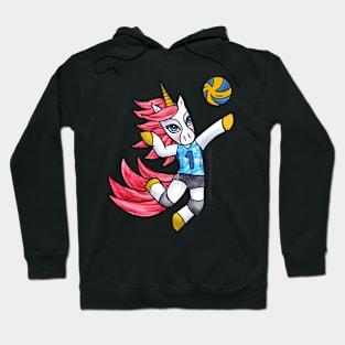 Jumping Volleyball Unicorn - Original Illustration Hoodie